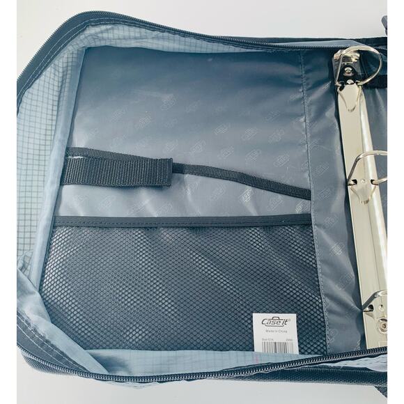 Case It Zipper Binder Mighty Zip Tab 3" Two 3-Ring Blue Shoulder Strap Pockets - Picture 4 of 12